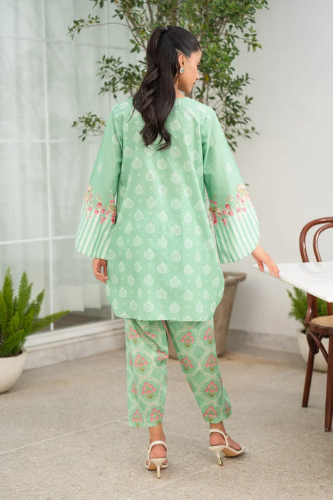 Women mint green 2 piece pret lawn suit casual office daytime wear Pakistan Beyond East summer 2026