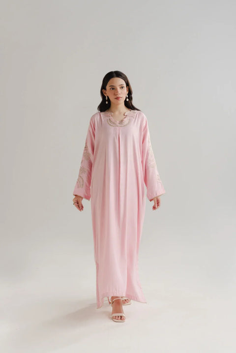 1 Piece Embroidered Raw Silk Kaftan
