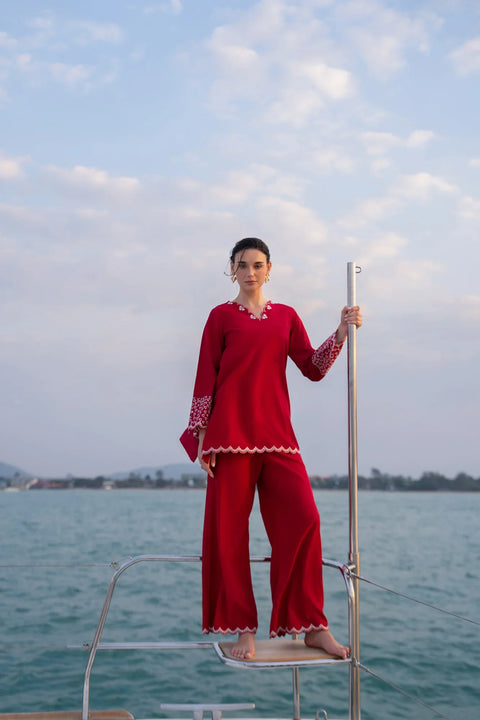 2 Piece Embroidered Cambric Suit