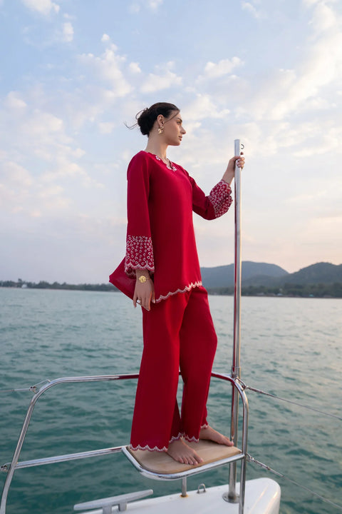 2 Piece Embroidered Cambric Suit