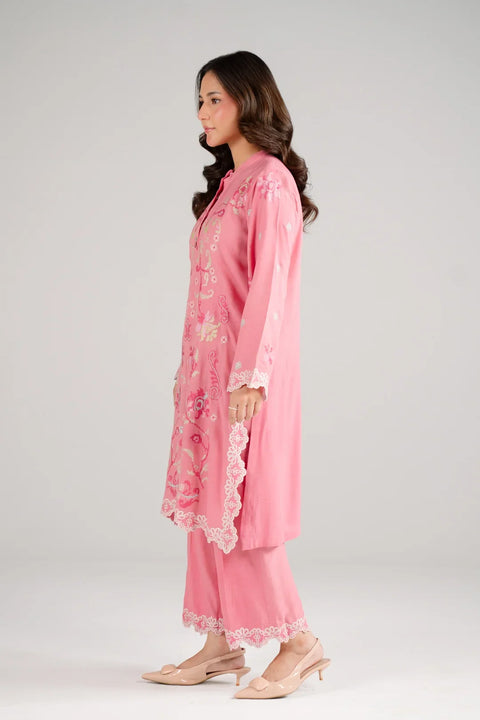 2 Piece Embroidered Linen Suit