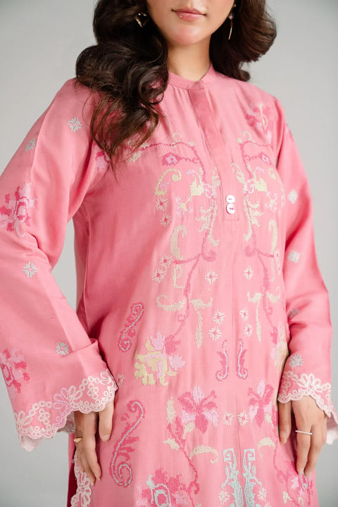 2 Piece Embroidered Linen Suit