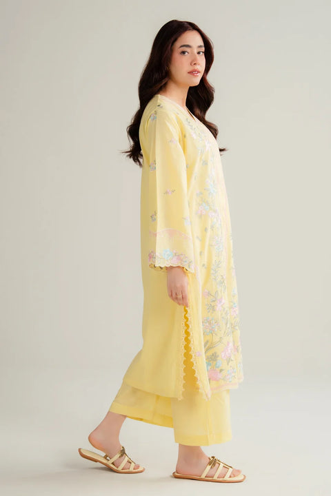 Yellow 2 piece lawn suit side view women Beyond East