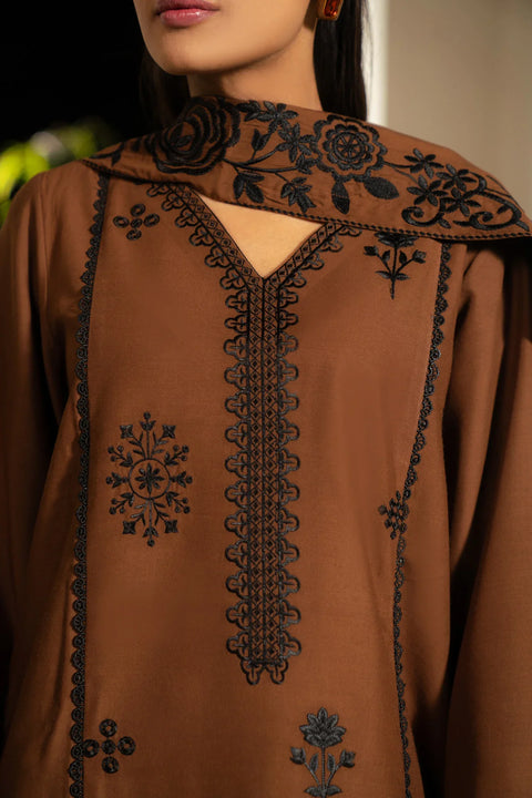 3 Piece Embroidered Linen Suit Pret SS - 26
