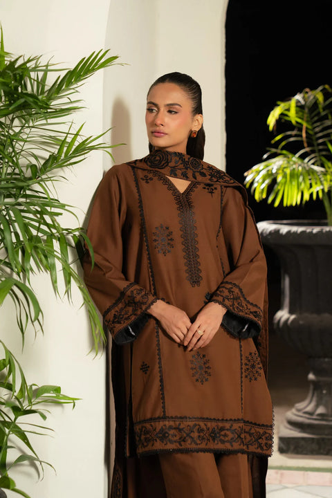 3 Piece Embroidered Linen Suit Pret SS - 26